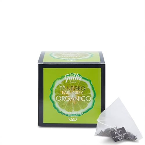 CAFES GUILIS DESDE 1928 AMANTES DEL CAFE Té Negro Earl Grey Orgánico en Hoja Caja 15 Pirámides - Pack 4