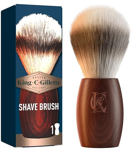 King C. Gillette Bartpflege Rasierpinsel Herren mit weichen Borsten und Holzgriff, Rasurerlebnis auf Barbier-Niveau, Geschenk für Männer