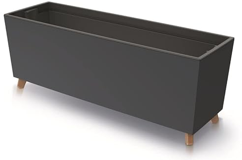 Blumenkasten Blumentopf Blumenkübel mit Füßen Breite 77cm Pflanzkübel mit Pflanzeinsatz Case N Matt Design Beine Pflanzschale (Anthrazit)