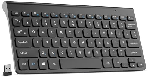 2.4G Wireless Keyboard, QWERTY UK Layout Mini Keyboard, USB Computer Keyboard with Compact Design & Ergonomic Keys for Desktop/PC/Laptop/Surface/Smart TV/Notebook and Windows