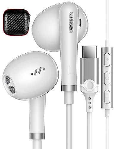 Écouteurs USB C pour iPhone 17 16 Samsung A57 A37 A56 A36 S25 FE Ultra S26 | HiFi Stéréo Écouteurs,USB Type C Intra Auriculaires avec Micro et contrôle du Volume,pour Mi 17T Pro Pixel 9Pro 10a 9a 8a