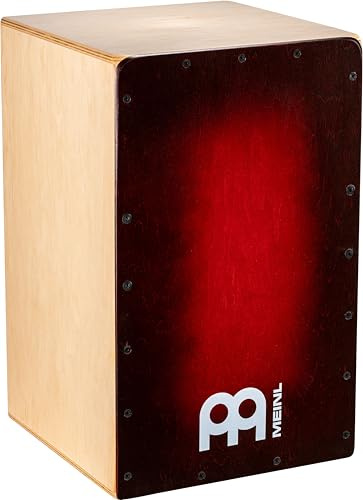 Meinl Percussion Snarecraft Cajon, Natur und Rot (SC100RDB) | mit 2 Snare-Teppichen, Baltische Birke