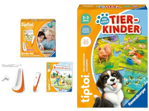 Ravensburger tiptoi Starter-Set Plus 00159: Stift und Buch Meine schönsten Kinderlieder & tiptoi 00108 - Alle Meine Tierkinder