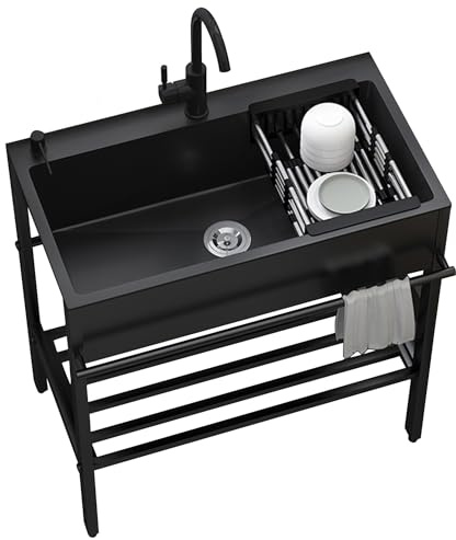 Fregadero Comercial Exterior Con Grifo - Cocina de Acero Inoxidable, Independiente, Multifuncional - Para Jardín, Restaurante, Garaje, Lavadero, Patio Trasero (Tamaño: 80x45)
