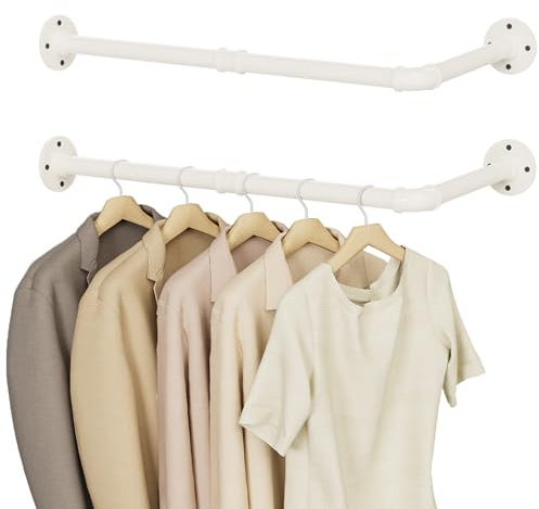 YheenLf Industriell klädstång, vägggarderob 60 cm, klädställ, väggmonterade garderober, för vardagsrum, sovrum, utrymmesbesparande, enkel montering, robust och hållbar, beige, 2:a set