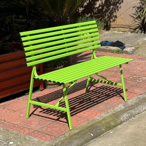 Yclty Gartenbank Aus Metall, 3-Sitzer-Terrassenmöbel, 120cm Länge | Outdoor-Freizeitbank mit Lattensitz und Rückenlehne, Ideal für Parks und Terrassen (Color : Light Green)