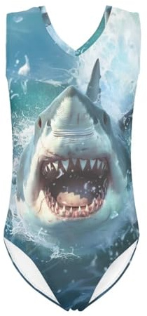 TOADDITDO 3D Shark Gymnastics Leotards for Boys Sleeveless Leotard One Piece Gymnastics Outfit Dance Unitard Biketards