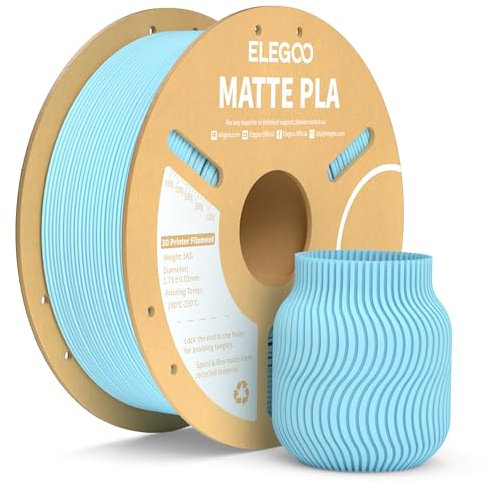 ELEGOO Matte PLA Filament Matte Eisblau 1KG, 1.75mm 3D Drucker Filament Maßgenauigkeit +/- 0.02mm, 1kg Kartonspule (2.2lbs) für die Meisten 3D Printer