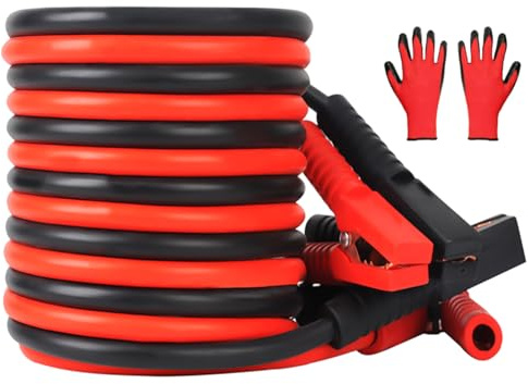 0 Gauge 20FT Jumper Cables, Heavy Duty Booster Cable for Car Van Truck, Commercial Grade Automotive Booster Cables for Jump Starting Dead or Weak Batteries,With Storage Bag & Gloves