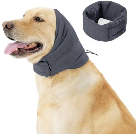 Beruhigende Ohrenschützer für Hunde, Haustier Ohrenklappe Kopfwickel, Leicht zu Reinigende Kopfbedeckung für Hunde mit Verstellbarem Selbstklebendem Klebeband für Hunde