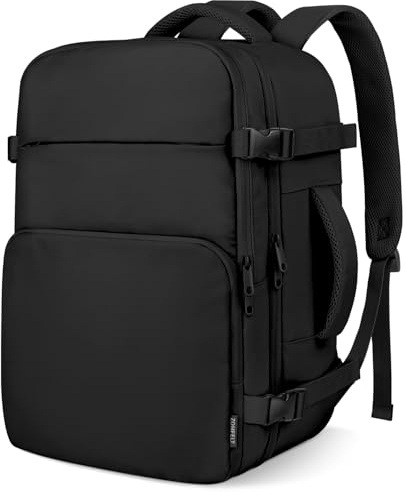 ZOMFELT Reseryggsäck för kvinnor män, handbagage ryggsäck, TSA 15,6 tum laptop ryggsäck flyggodkänd, personlig artikel resväska sjuksköterska väska ledig dagväska för skola helg affärsresa, svart