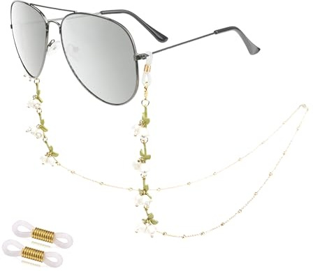 EegantCho Modische Brillenkette der Frauen, Sonnenbrille Anti Verlust, Lesebrille Rahmen, vergoldeter Farbschutz, exquisite Geschenkbox Verpackung