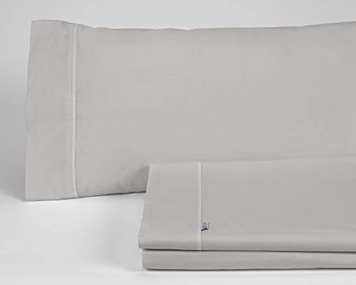 Juego de sábanas liso color plomo - Cama de 135/140 (3 piezas) -50% algodón / 50% poliéster - 144 hilos. Gramage: 115