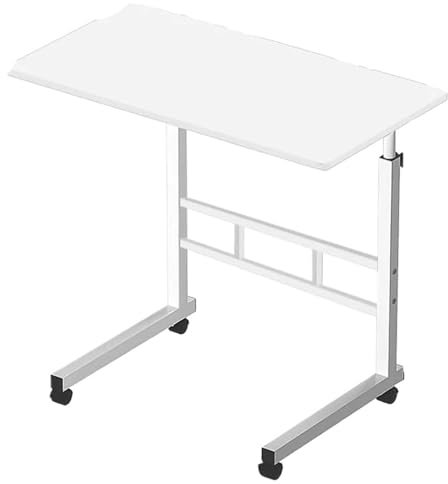 LFYDYKJ Betttisch Mit Rollen Nachttisch mit Rollen, höhenverstellbarer Laptop-Schreibtisch, tragbarer Schreibtisch for Studenten im Wohnheim FüR Wohnzimmer(White-40x80cm)