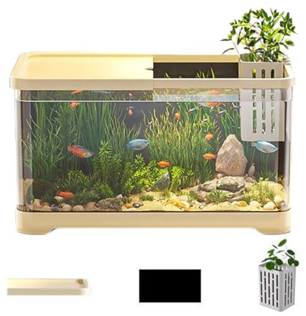 Betta Kit de démarrage complet pour aquarium d'eau salée avec panier et couvercle pour poissons rouges