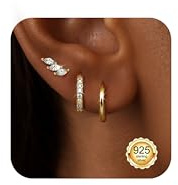 Diamday 3 Paar Ohrringe Silber 925 Creolen Ohrstecker Ohrringe Gold Silber | Piercing Ohr, Creolen Silber 925, Creolen Ohrringe Gold für Damen, Ohrstecker, Ohrring Set, Helix Piercings Hypoallergene