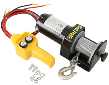Cozyel Elektrische Seilwinde 24V– 906 kg / 2000lbs Offroad Motorwinde Seilzug Elektrowinde Werkstatt Garage Boot Anhänger Quad ATV, 1,2PS Motorwinde, 15,2 m Stahlseil, Schwarz