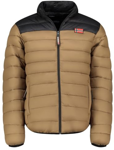 Geographical Norway Amigoclerc Men Basic Beige - Doudoune Chaude Matelassee Homme Automne Hiver - Veste Manteau Chaud - Blouson Coupe Vent Manches Longues Rembourrage - Hommes