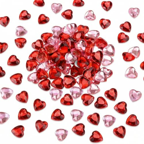 ParPix 200 Stück Diamantene Hochzeit Deko Konfetti, Rot Rosa Herzkonfetti Hochzeitsdeko, Rubinhochzeit Streudeko, Herz Deko Konfetti Hochzeit Tischdeko, 12mm Herzen Diamantene Streudeko Hochzeits