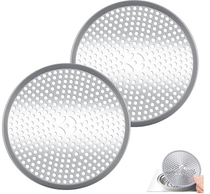 Peixiong 2 pcs colectores de Pelo de Drenaje de Ducha, Protector de Drenaje de Ducha y bañera,Coladores de Desagüe de Fregadero para baño/Cocina/Suelo/Plano(Plata)