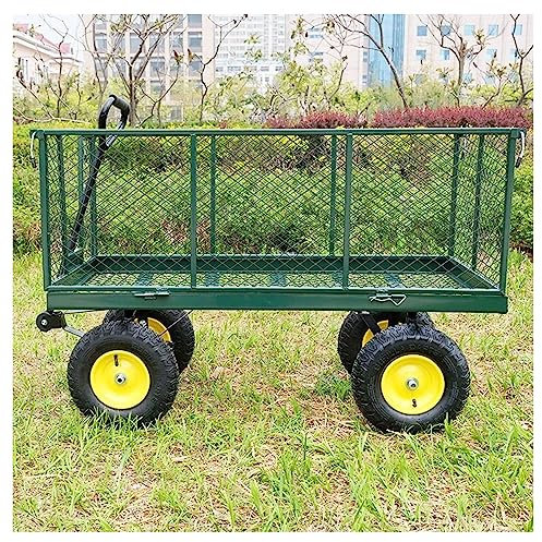 GTATBTG Chariot de jardin pliable à 4 roues pour l'extérieur, structure en acier durable pour cour, camping, plage