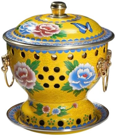 IUYIXWFP Hot Pot Einzelner Cloisonné-Kupfer-Hotpot, Alter Peking-Alkohol-Hotpot, Kleiner Haushalts-Hotpot, altmodischer Shabu-Kupfertopf, handgefertigt, antihaftbeschichtet,D