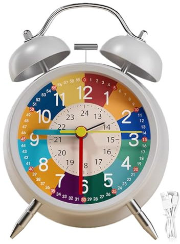 Kids Analog Clock - Silent Bell Alarm with, Early Education