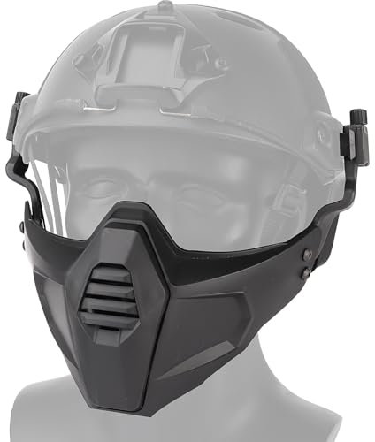 AQzxdc Masque Tactique Airsoft, Demi-Masque Facial Fendu, CS, Paintball, Jeu de Guerre, Chasse, Protection, Accessoires de tir, équipement de Plein air(Black)
