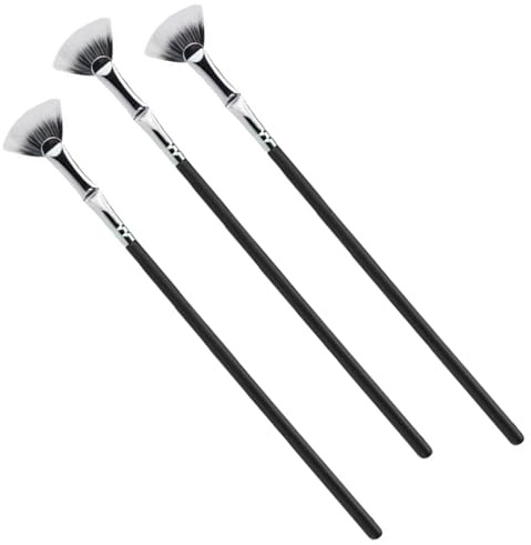 3 Pcs Black Mascara Fan Brush, Beginners Friendly Makeup Brushes and Tools