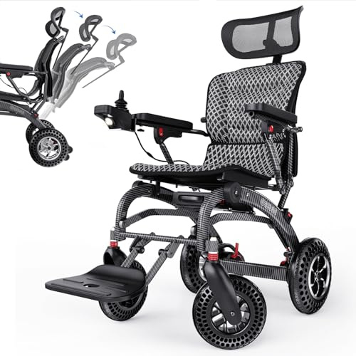 Easwe Fauteuil roulant électrique léger pliable avec design ergonomique, fauteuil roulant motorisé portable sans balais de 400 W pour audlts, tout-terrain, portée de 25 km, chaise à roue électrique