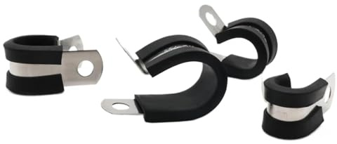 25PCS Cable Clamps Kit,1/4 5/16 3/8 1/2 3/4 Stainless Steel Rubber Cable Clamp,Automotive Wire Pipe Clamps
