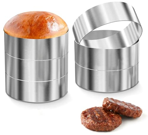 YNNHUDEEP Premium dessertringar av rostfritt stål, 6 stycken serveringsringar och bakringar för hamburgare buns, kakor och desserter, ugn, diskmaskinssäker för bageri, kök, gastronomi (10 cm Ø, 4 cm
