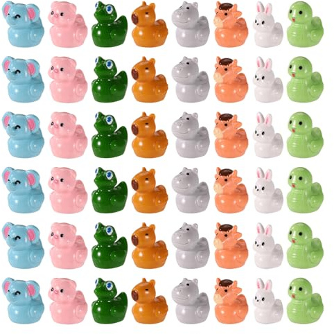 80 Mini Animaux en Résine, 8 Modèles Différents Figurines Miniatures d'animaux en Résine pour la Décoration Jardins Féeriques de Maisons Poupées et d'Accessoires de Décoration Intérieure