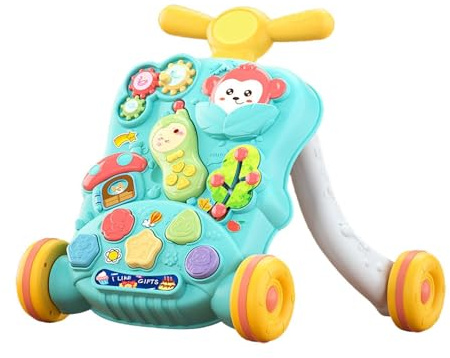 Guangcailun Uppmuntra första stegen med stågångvagnar för babypush-gåvagnar utformade för balansökning och aktiviteter med bålstyrka Multifunktionella steg Babypush-ljudmusik, Grön, 38x38x38cm