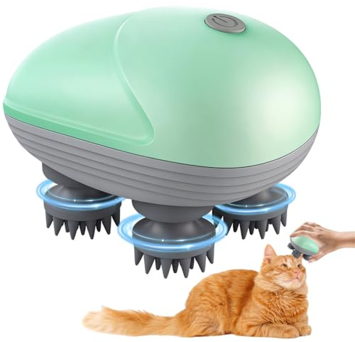 PLLYPE Elektrisches Kopfmassagegerät, Kopfmassagegerät Elektrisch 4 Massageköpfen, IPX7 Wasserdicht Katzen Massagegerät, Electric Scalp Massager für Ganzkörpermassage HundeköRper Haarwachstum