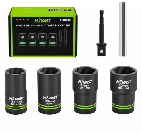 HYVAST 6PCS Lug Nut Removal Tool, 1/2 Drive Bolt Extractor Set
