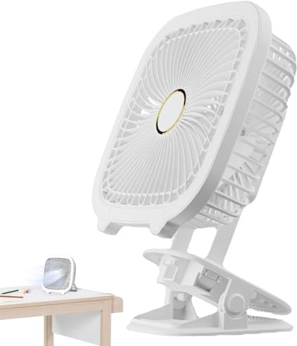 Tyinerc Mini Ventilador de escritorio - Ventilador de escritorio silencioso 4 en 1 USB, ventilador de mesa con clip en ventilador de diseño plegable y luz LED, para dormitorio, cama