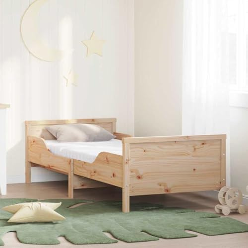 YunCangg Struttura letto con materasso marrone, 80 x 200 cm, legno di pino massiccio, struttura per letto stabile con testiera, set moderno per camera da letto, materasso in schiuma confortevole