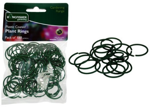 100 PLASTIC COATED GARDEN PLANT RINGS GARDENING PLANT SUPPORT CLIPS