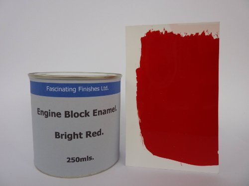 Fascinating Finishes Ltd 1 x 250ml Bright Red Engine Block Gloss Enamel Petrol Oil Resistant Heat Paint Rocker