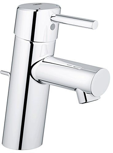 GROHE Concetto, Waschtischarmatur, wassersparend (Wasserhahn für das Bad, mit Zugstangen-Ablauf, 16cm hoch, langlebige Oberfläche, einfache Installation am Waschbecken), chrom, 32204001