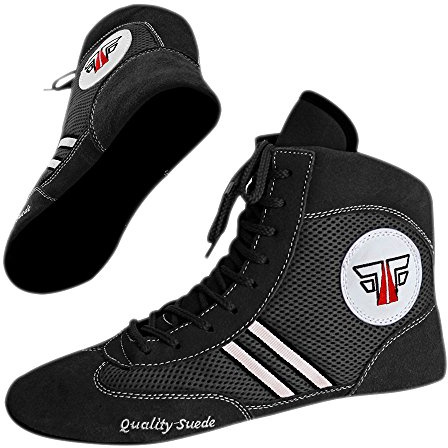 FOX-FIGHT Sambo Schuhe Kampfsportschuhe hochwertige Qualität Ringer Wrestling Kampfsport Mattenschuhe Leder mit Wildleder Sohle (schwarz – 41)