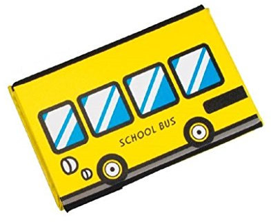 Aufbewahrungsbox mit gepolstertem Deckel Motiv Scoolbus Schulbus in Gelb Bus Auto bunt Klapphocker faltbar Polsterhocker Sitzhocker 40cm x 25cm x 25cm Sitzbox Sitzbank Hocker Kiste Kunstleder Klappbox Spielzeugkiste abwischbar