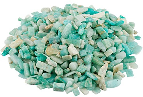 Shanxing 1lb/460g Undrilled Natural Amazonite Crystal Tumbled Chips Stones Bulk, Reiki Healing Crystals Crushed Stone Pieces Small Decorative Stones for Vase Fish Tank Garden Plant Pot Crafts Decor