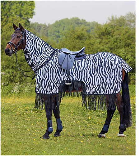 Waldhausen Fliegenausreitdecke Zebra mit Fransen, 155 cm