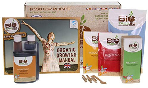 BioTabs Organic Starter Kit - Fertilizer - 100% Organic - 5 Plants - Bactrex, Mycotrex, BioTabs (10 tablets, 20g each) - Amazon: 4224847031