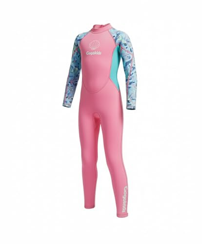 Gogokids Muta Termica per Bambina Ragazze - Costumi da Bagno Intero Muta da Sub Bambini 2.5mm Neoprene Costumi da Mare per Surf Diving Snorkeling Nuotare Protezione Solare UV 50+, Rosa, S