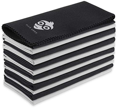 Pick Geek Microfiber Cleaning Polishing Cloth Set | 12 Pack | for Guitar, Bass, Violin, Piano, Clarinet, Trumpet, and Sax | 2 x Fibre Densities | Ensure Your Musical Instrument Always Looks Its Best
