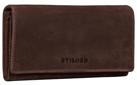 STILORD Damen-Geldbörse aus Leder braun - Frauen-Geldbeutel mit RFID & NFC Schutz - Vintage Portmonnaie aus Echtleder + Geschenkbox Marquesa