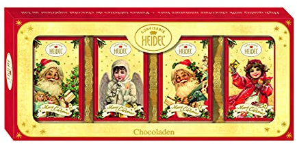 Heidel – Geschenkbox mit Schokolade für Weihnachten – feine Schokoladentafeln in einer Präsentbox – Chocoladen-Präsent Weihnachts-Nostalgie, 8 kleine Schokoladentafeln
